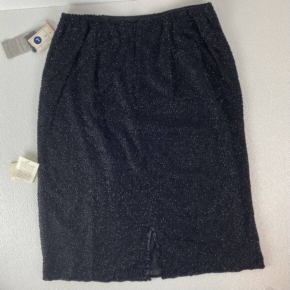 VTG Sean Collection Women L Black Formal Witchy Beaded Skirt ClassicCore NWT - Picture 5 of 14